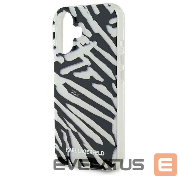 Kitas telefono priedas Karl Lagerfeld Karl Lagerfeld IML Zebra Pattern & Cord iPhone 16 Case - Black