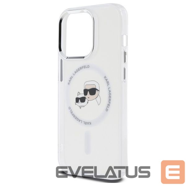 Kitas telefono priedas Karl Lagerfeld Karl Lagerfeld IML Metal Karl & Choupette Head MagSafe Case for iPhone 14 Pro Max - White