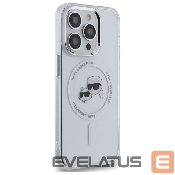 Kitas telefono priedas Karl Lagerfeld Karl Lagerfeld IML Metal Karl & Choupette Head MagSafe Case for iPhone 14 Pro Max - White