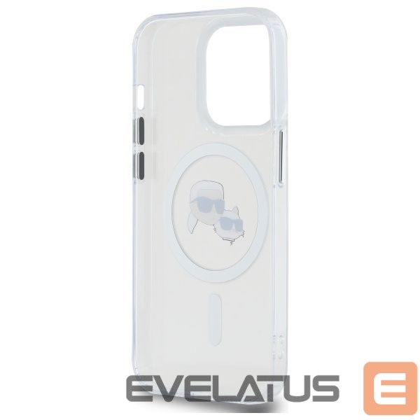 Kitas telefono priedas Karl Lagerfeld Karl Lagerfeld IML Metal Karl & Choupette Head MagSafe Case for iPhone 14 Pro Max - White
