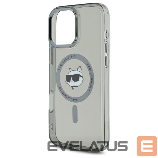 Kitas telefono priedas Karl Lagerfeld Karl Lagerfeld IML Metal Choupette Head MagSafe iPhone 16 Pro Case - Black