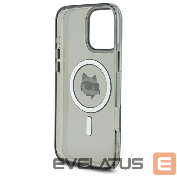 Kitas telefono priedas Karl Lagerfeld Karl Lagerfeld IML Metal Choupette Head MagSafe iPhone 16 Pro Case - Black