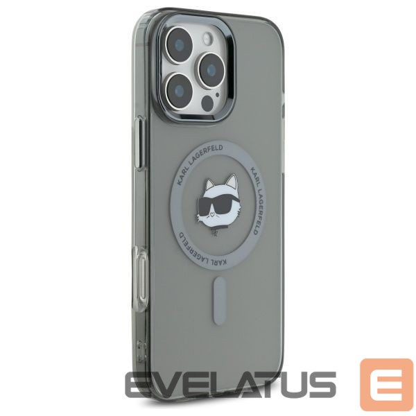 Kitas telefono priedas Karl Lagerfeld Karl Lagerfeld IML Metal Choupette Head MagSafe iPhone 16 Pro Case - Black