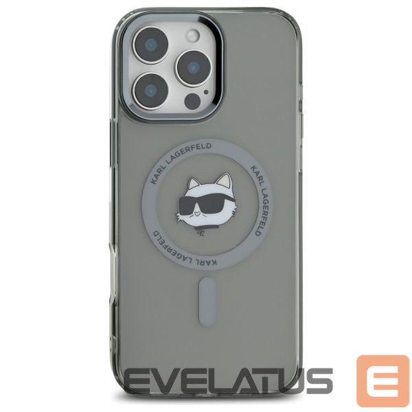 Kitas telefono priedas Karl Lagerfeld Karl Lagerfeld IML Metal Choupette Head MagSafe iPhone 16 Pro Case - Black
