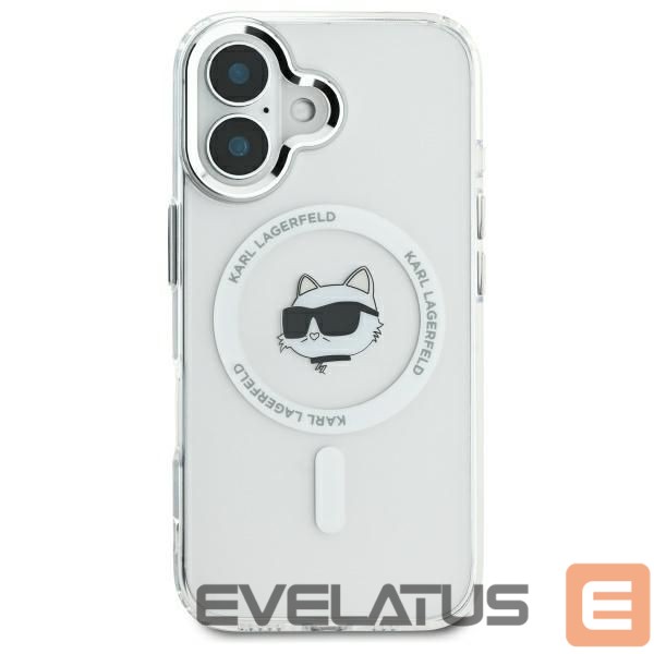 Kitas telefono priedas Karl Lagerfeld Karl Lagerfeld IML Metal Choupette Head MagSafe case for iPhone 16 Plus - white