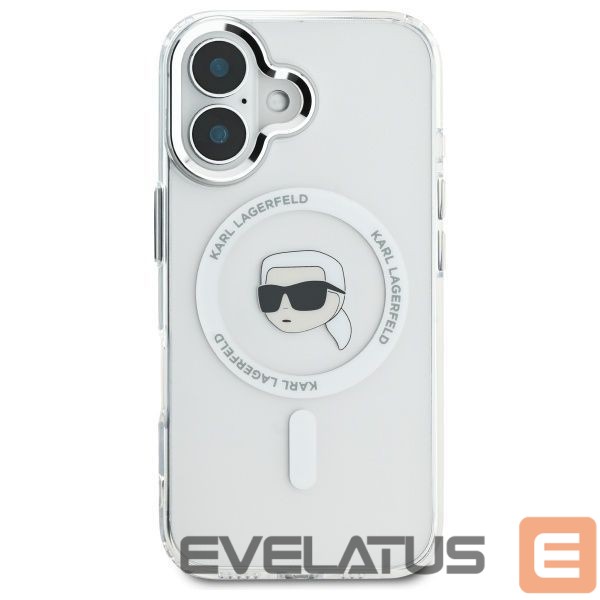 Kitas telefono priedas Karl Lagerfeld Karl Lagerfeld IML Metal Karl Head MagSafe Case for iPhone 16 Plus - White