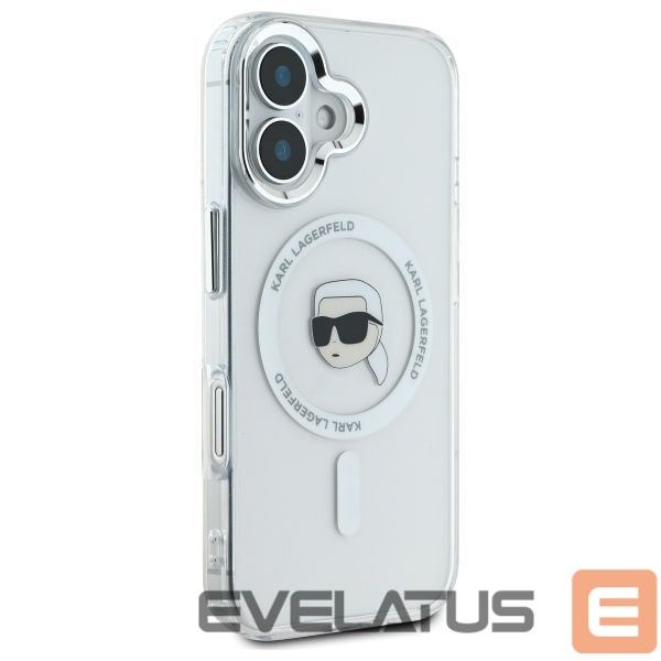 Kitas telefono priedas Karl Lagerfeld Karl Lagerfeld IML Metal Karl Head MagSafe Case for iPhone 16 Plus - White