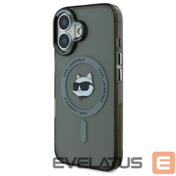 Kitas telefono priedas Karl Lagerfeld Karl Lagerfeld IML Metal Choupette Head MagSafe iPhone 16 Case - Black