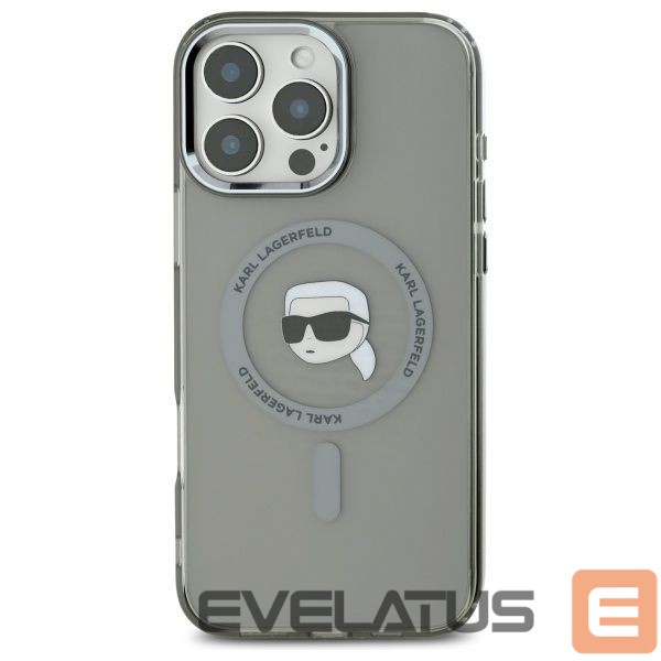 Kitas telefono priedas Karl Lagerfeld Karl Lagerfeld IML Metal Karl Head MagSafe Case for iPhone 16 Pro Max - Black