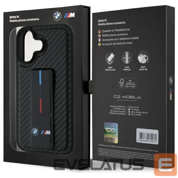 Kitas telefono priedas BMW BMW M Grip Stand Smooth and Carbon case for iPhone 16 - black