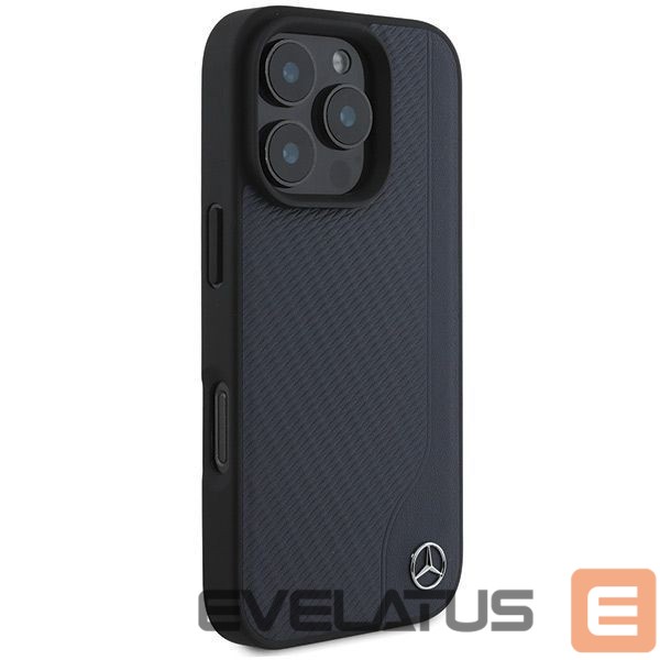 Kitas telefono priedas Mercedes-Benz Mercedes MB Wood Imitation Leather MagSafe Case for iPhone 16 Pro Max - Navy Blue