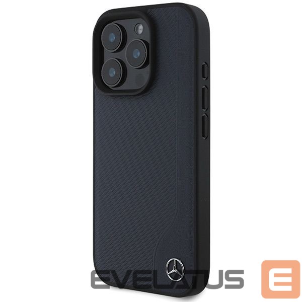 Kitas telefono priedas Mercedes-Benz Mercedes MB Wood Imitation Leather MagSafe Case for iPhone 16 Pro Max - Navy Blue