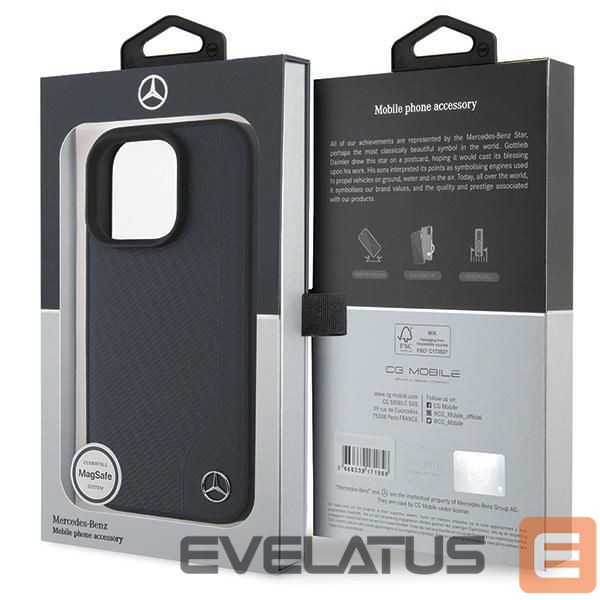 Kitas telefono priedas Mercedes-Benz Mercedes MB Wood Imitation Leather MagSafe Case for iPhone 16 Pro Max - Navy Blue