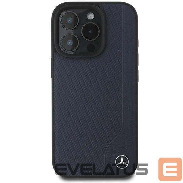 Kitas telefono priedas Mercedes-Benz Mercedes MB Wood Imitation Leather MagSafe Case for iPhone 16 Pro Max - Navy Blue
