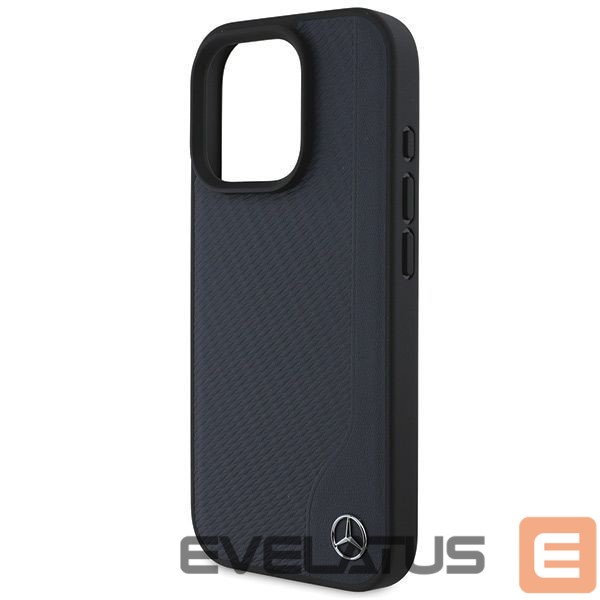Kitas telefono priedas Mercedes-Benz Mercedes MB Wood Imitation Leather MagSafe Case for iPhone 16 Pro Max - Navy Blue
