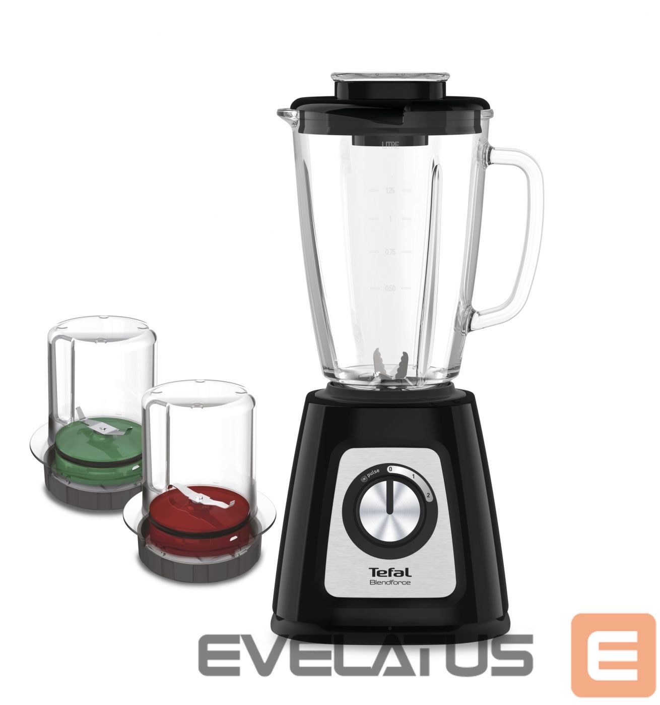 Maišytuvai ir maišytuvai TEFAL Blender BL438831 BlendForce Tabletop, 800 W, Jar material Glass, Jar capacity 1.25 L, Ice crushing, Black