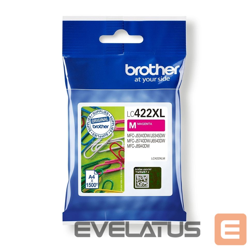 Eksploatacinės medžiagos spausdintuvams Brother LC422XLM Ink Cartridge, Magenta
