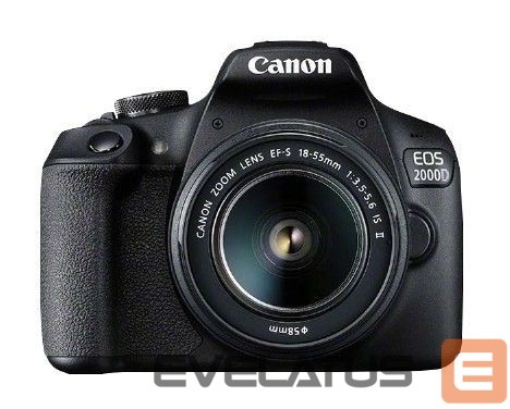 Skaitmeninė kamera Canon EOS 2000D 18-55 IS II EU26 SLR Camera Kit, Megapixel 24.1 MP, Image stabilizer, ISO 12800, Display diagonal 3.0 ", Wi-Fi, Video recording, APS-C, Black
