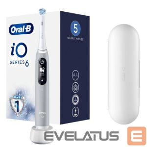 Dantų šepetėlis Oral-B  Toothbrush iO Series 6 Rechargeable, For adults, Number of brush heads included 1, Number of teeth brushing modes 5, Grey Opal 