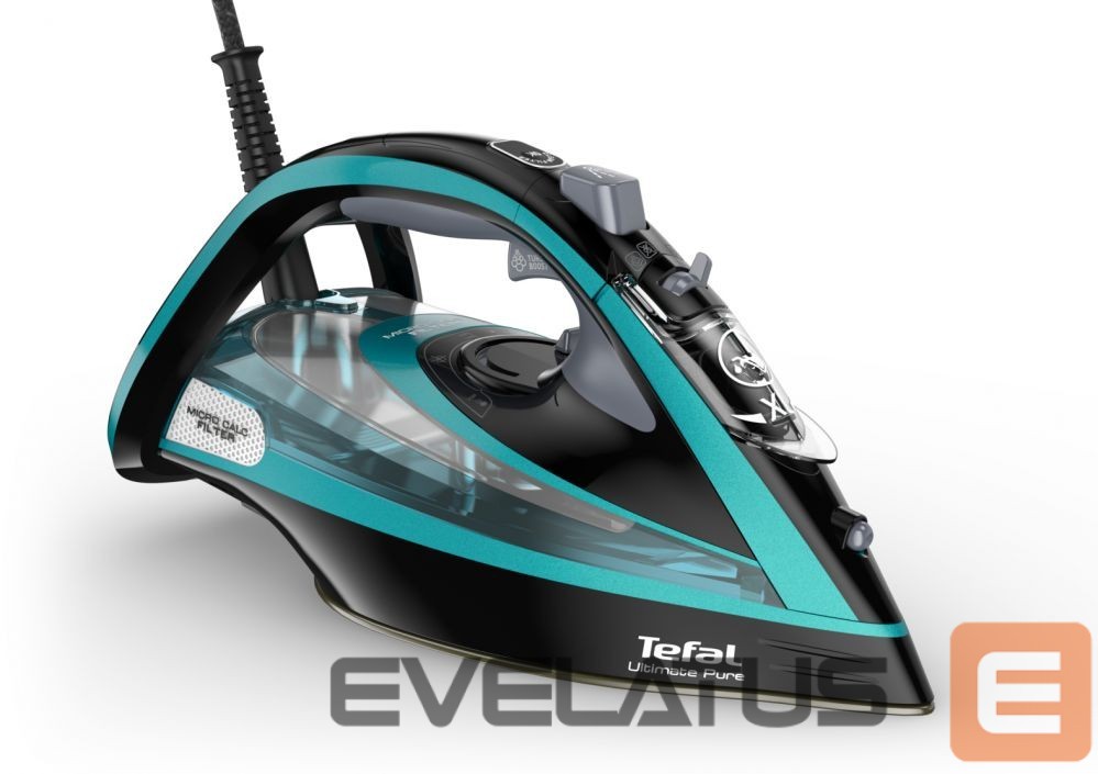 Lygintuvai TEFAL | Ultimate Pure FV9844E0 | Steam Iron | 3200 W | Water tank capacity 350 ml | Continuous steam 60 g/min | Steam boost performance 250 g/min | Blue/Black