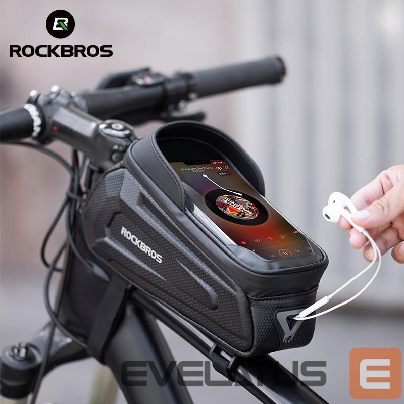 Dviračio priedas Rockbros Rockbros B68 Bike Pannier for Frame, Armored, with Phone Pocket and Cover, 1.7L - Black