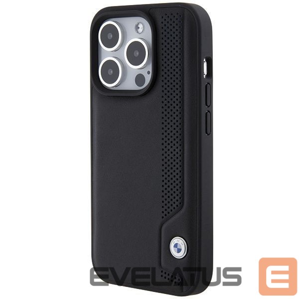 Nugarėlės dėklai BMW BMW Leather Blue Dots iPhone 15 Pro Max Case - Black