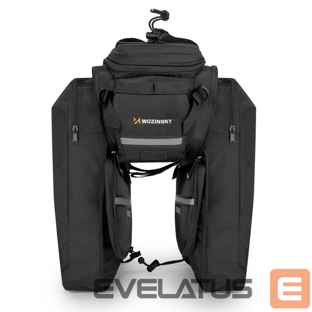Dviračio priedas Wozinsky Wozinsky large bike rack bag 35l + rain cover black (WBB19BK)