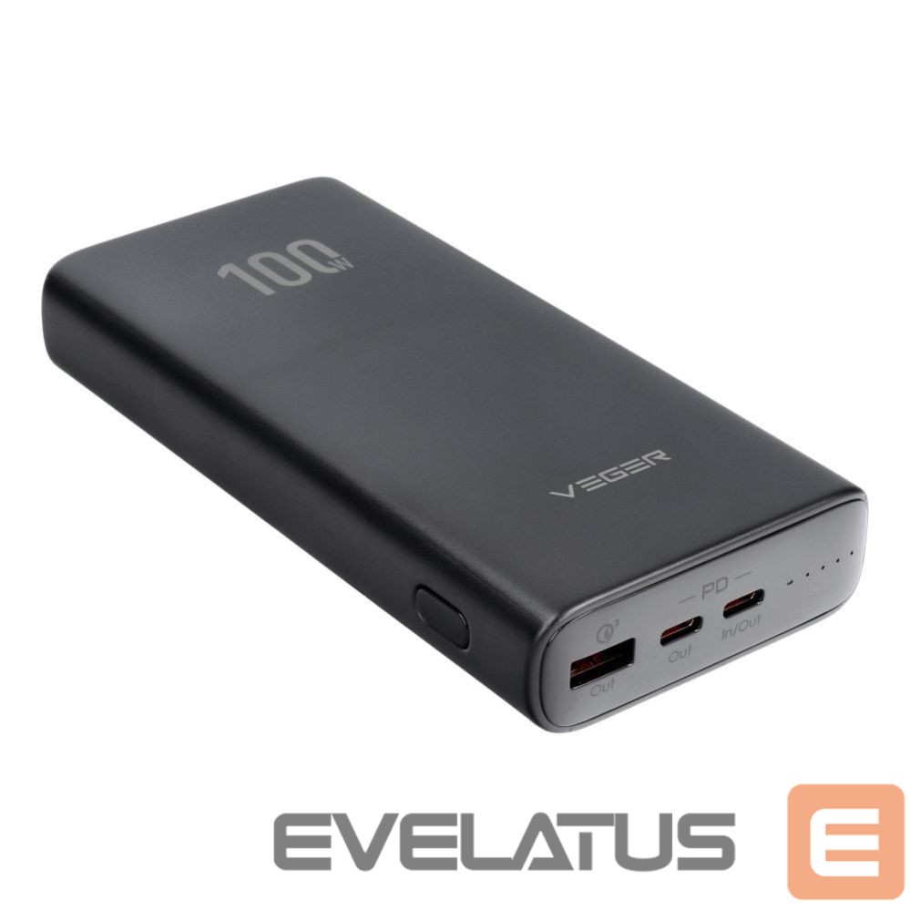 Išorinė baterija Veger Powerbank Veger T100 (W2032C-100) PD QC3.0 5A 100W 20000 mAh black