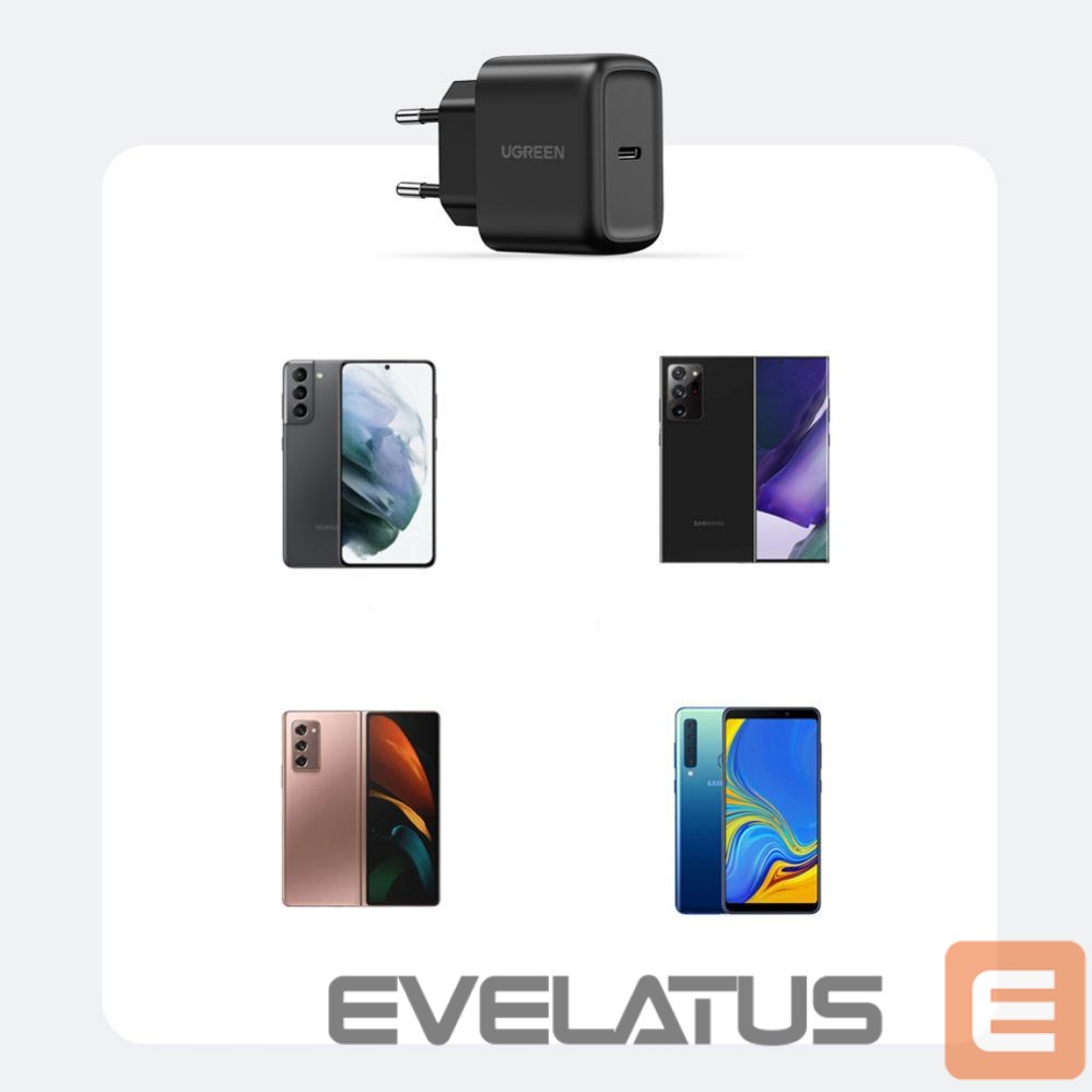 Adapteriai Ugreen USB Type C charger 25W Power Delivery + USB Type C cable 2m (50581) Black