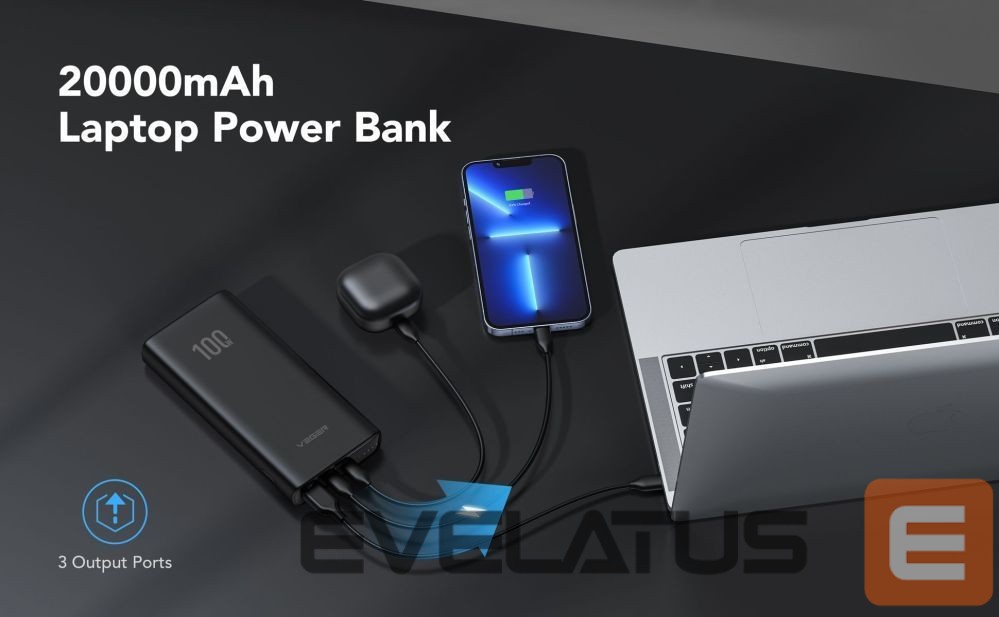 Išorinė baterija Veger Powerbank Veger T100 (W2032C-100) PD QC3.0 5A 100W 20000 mAh black