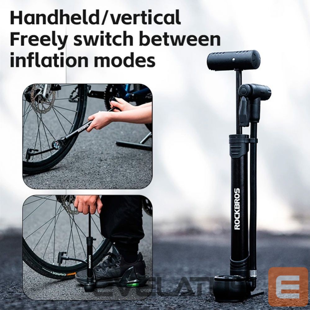 Dviračio priedas Rockbros Rockbros 42310006001 bicycle pump with pressure gauge - black