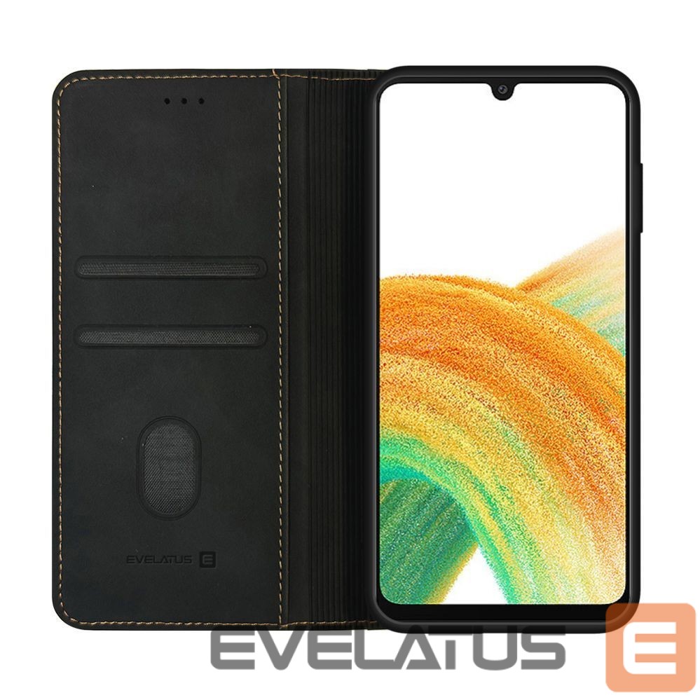 Knygos tipo dėklas dėklai Evelatus Samsung Galaxy A33 Book Case Folio Black