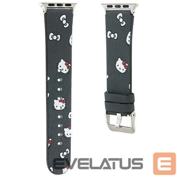 Dirželis Hello Kitty Hello Kitty Heads & Bows Pattern Strap for Apple Watch 38/40/41mm - Black