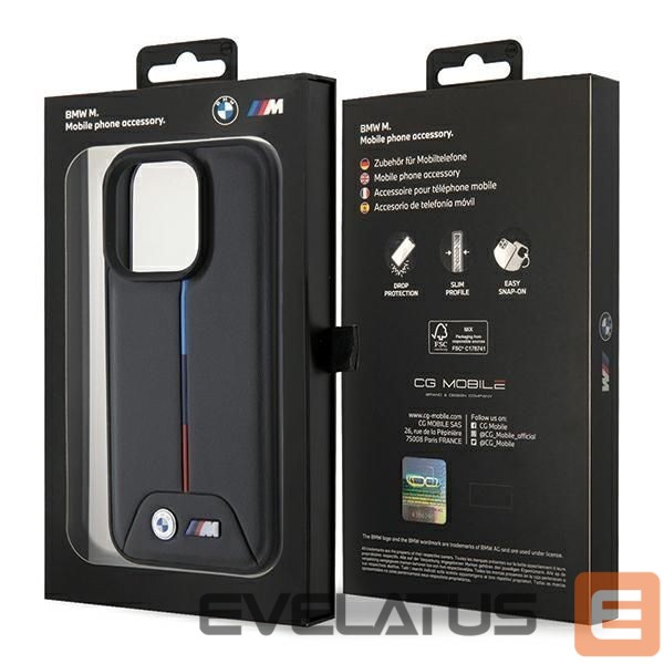 Nugarėlės dėklai BMW BMW Quilted Tricolor iPhone 15 Pro Case - Black