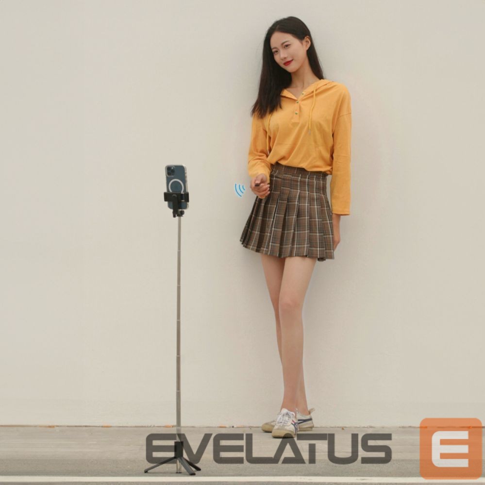 Fotoaparato priedas Hurtel Selfie stick WHS1Y telescopic tripod 1m with phone holder - black