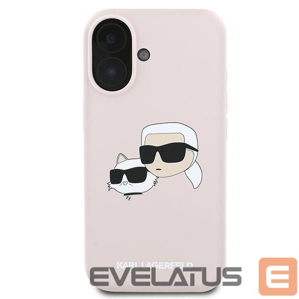Nugarėlės dėklai Karl Lagerfeld Karl Lagerfeld Silicone Case Heads Print MagSafe for iPhone 16 Plus - Pink