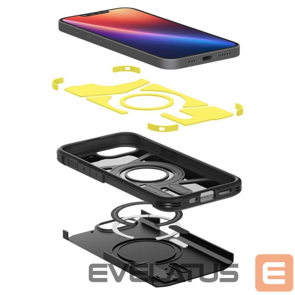 Nugarėlės dėklai Spigen Spigen Tough Armor Case with MagSafe for iPhone 16e with Stand - Black