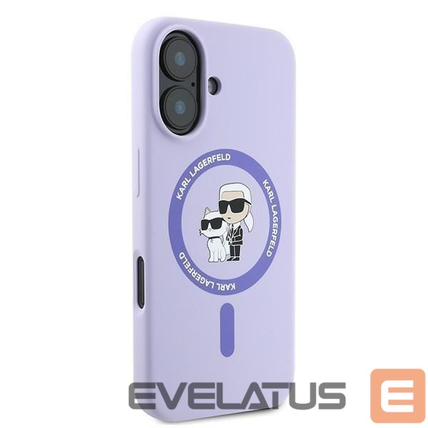 Nugarėlės dėklai Karl Lagerfeld Karl Lagerfeld Silicone Karl&Choupette Heads Ring MagSafe Case for iPhone 16 Plus - Purple