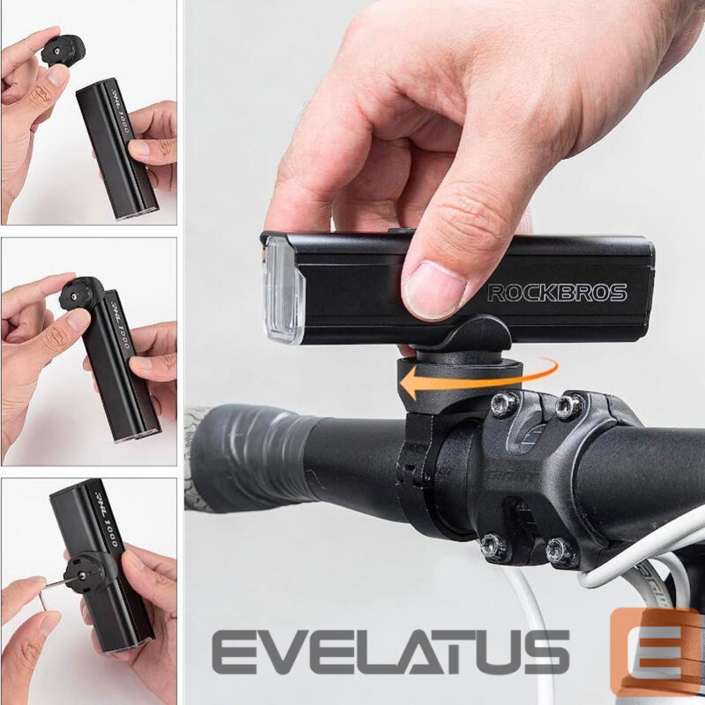 Dviračio priedas Rockbros Rockbros 24610002001 Front Bike Light 1000 lm + USB-C - USB-A Cable - Black