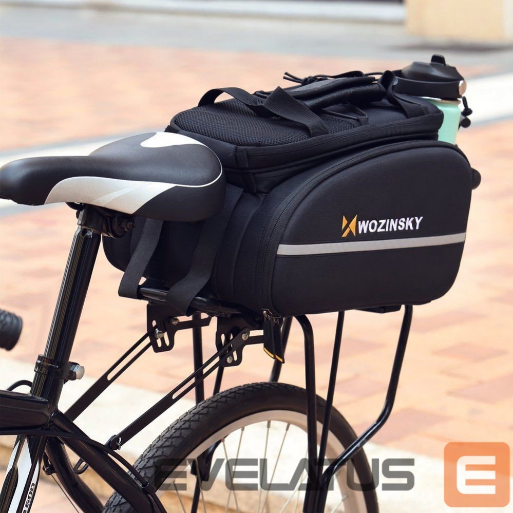 Dviračio priedas Wozinsky Wozinsky large bike rack bag 35l + rain cover black (WBB19BK)