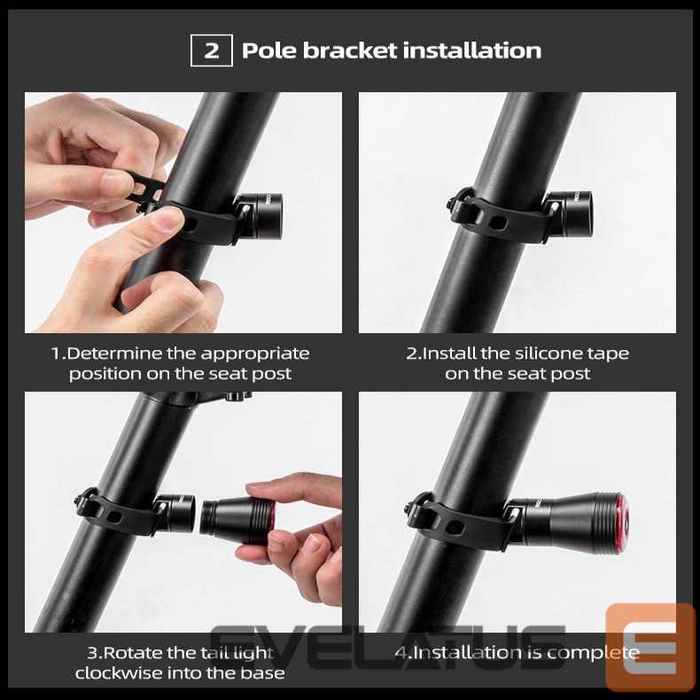 Dviračio priedas Rockbros Rockbros Q5 Rear Bike Light with Intelligent Stop System - Black