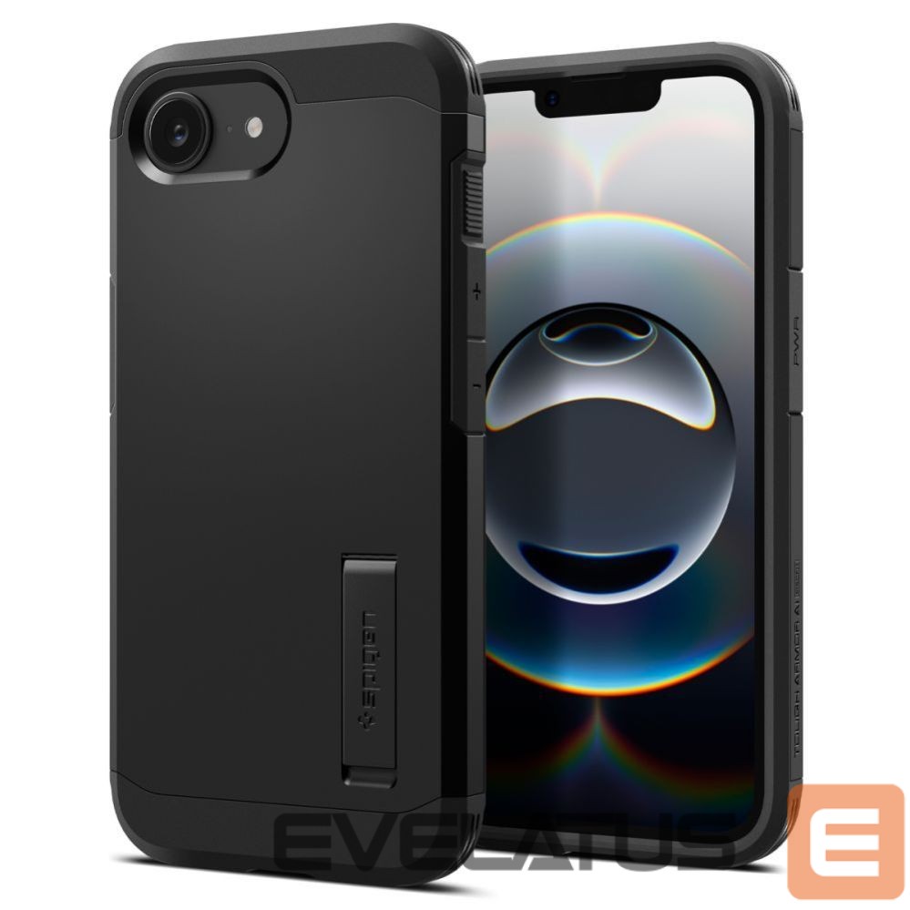 Nugarėlės dėklai Spigen Spigen Tough Armor Case with MagSafe for iPhone 16e with Stand - Black