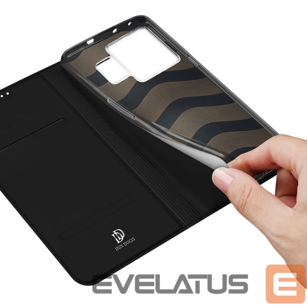 Nugarėlės dėklai Dux Ducis Dux Ducis Skin Pro Case For Realme GT Neo 5 / Realme GT3 Flip Cover Card Wallet Stand Black