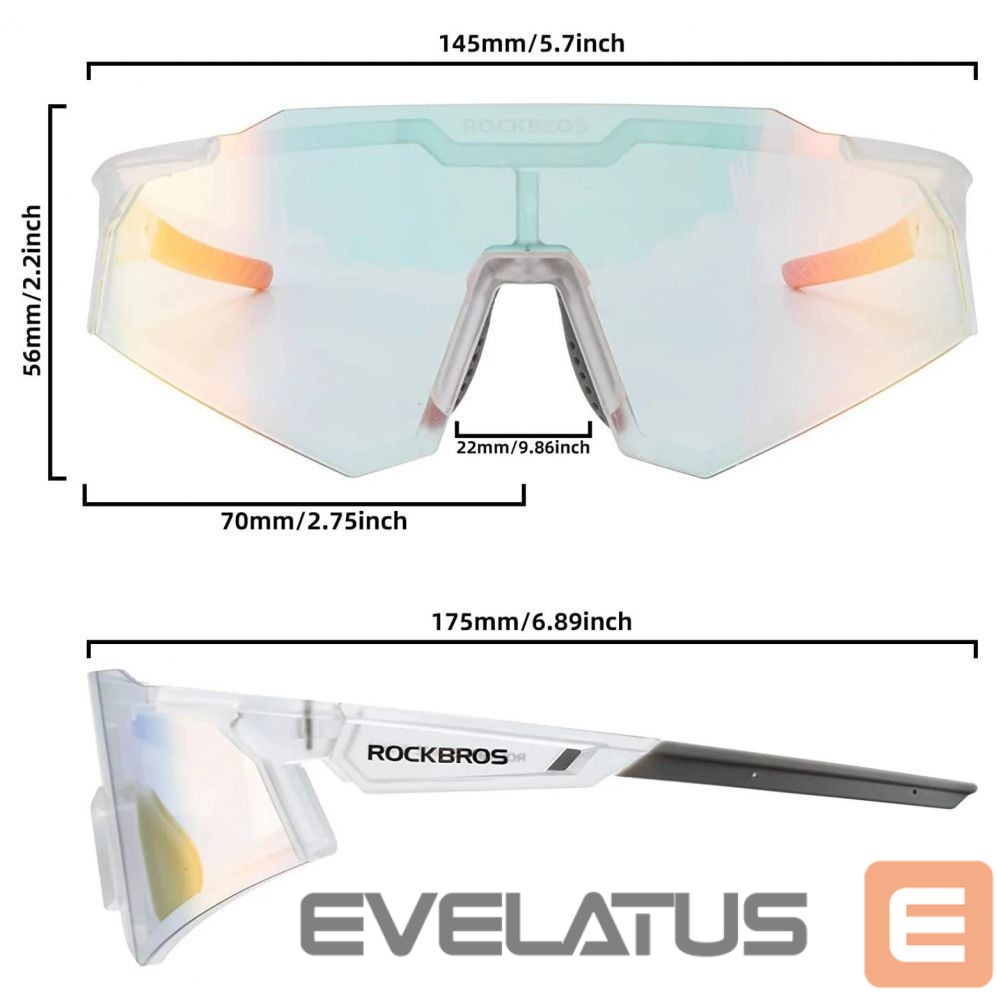 Dviračio priedas Rockbros Rockbros SP291 photochromic UV400 cycling glasses - white