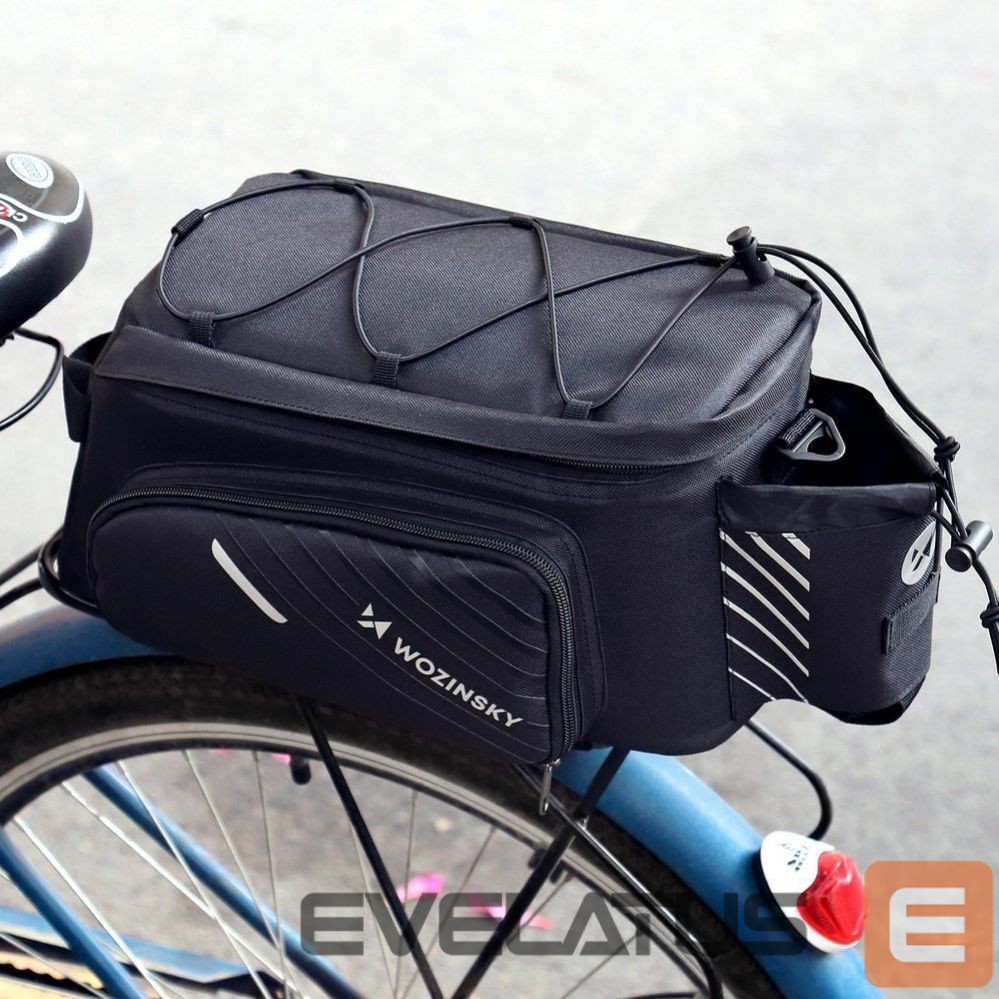 Dviračio priedas Wozinsky Wozinsky Bike Pannier Rack Bag with Shoulder Strap 9L (Rain Cover Included) Black (WBB22BK)