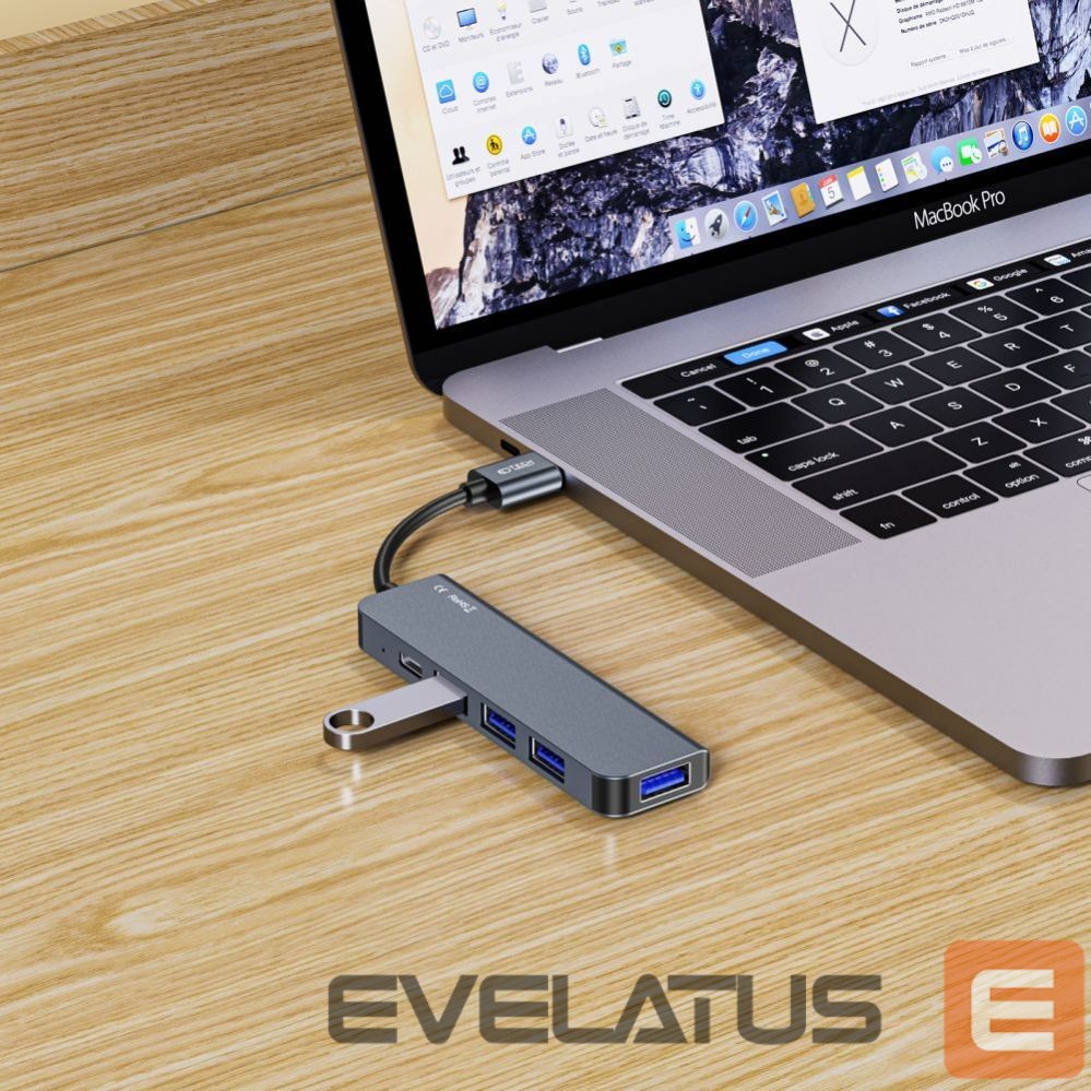 Kitas kompiuterio priedas Tech-Protect HUB Tech-Protect V0 5in1 USB-A - USB-A 3.0 / 3x USB-A 2.0 / USB-C - gray
