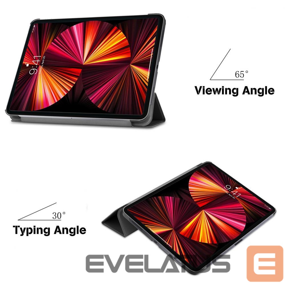 Knygos tipo dėklas iLike Galaxy Tab S6 Lite 10.4 P610 P615 / P613 P619 Tri-Fold Eco-Leather Stand Case Black