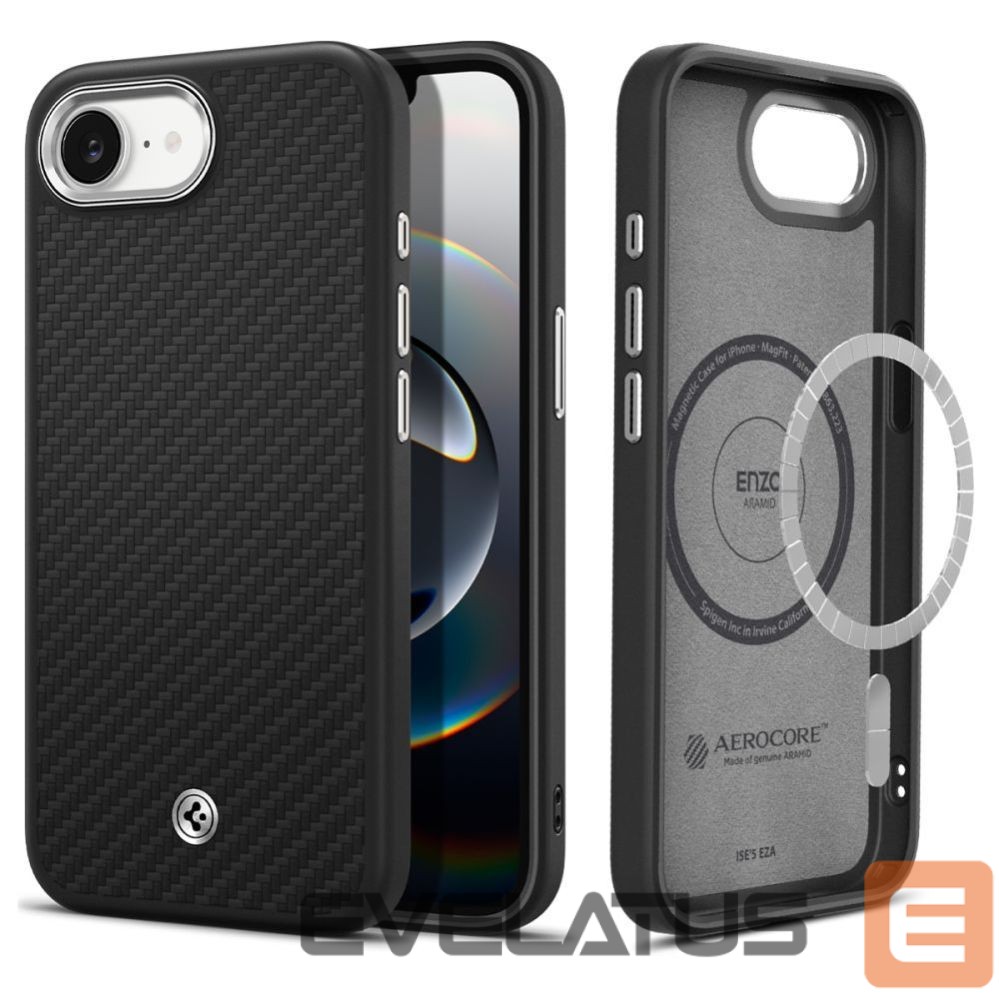 Nugarėlės dėklai Spigen Spigen Enzo Aramid MagSafe iPhone 16e Case - Black