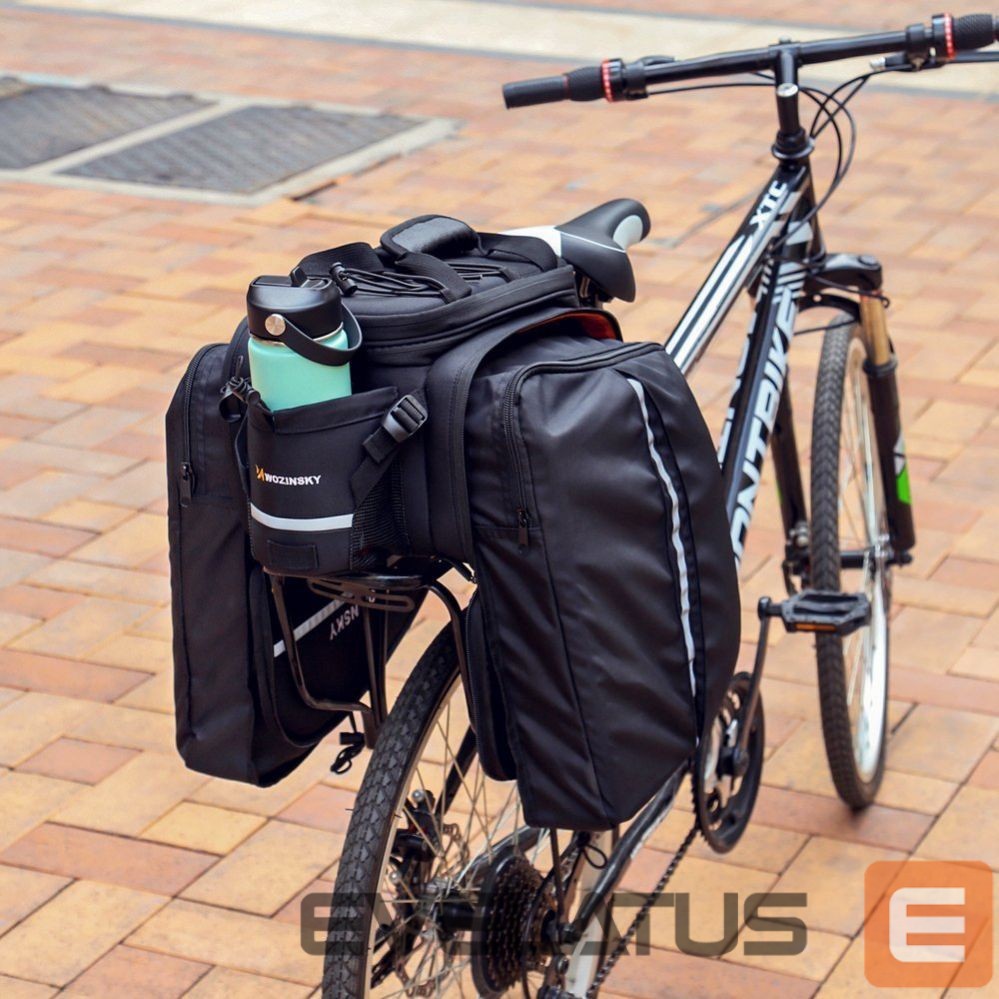 Dviračio priedas Wozinsky Wozinsky large bike rack bag 35l + rain cover black (WBB19BK)
