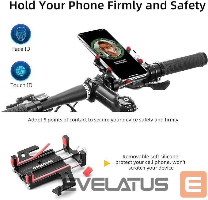 Dviračio priedas Rockbros Rockbros 699-BK Aluminum Alloy Bike Phone Holder - Black